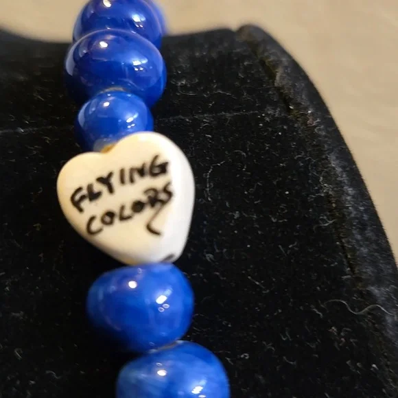 Vintage 1970's-80's Signed Flying Colors Brand Ceramic Bead Moon Stars Necklace - Picture 4 of 7